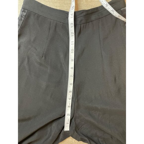 Vintage 90s Aziz Collection Black Pleated Tuxedo Satin Trim Pants Sz 6 - Picture 7 of 11